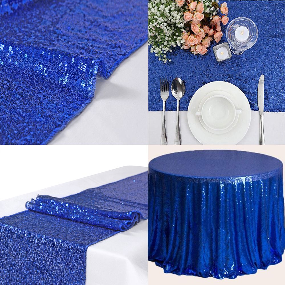 Royal Blue 12x108 Sequin Table Runner Sparkly Table Cloth For Wedding Party Event Banquet