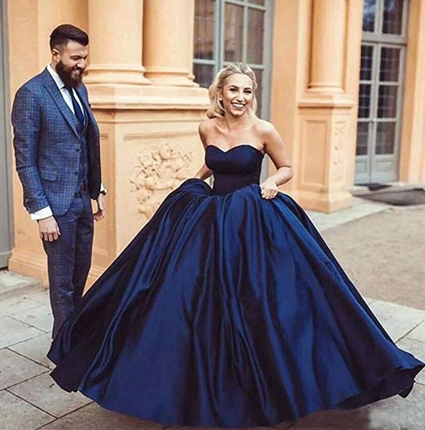 blue ball gown dress