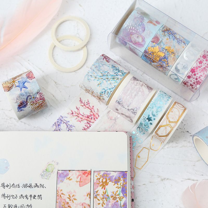 Washi Tape Bronzing Paper Tape Fresh Designs Paper Sticker for DIY Scrapbooking