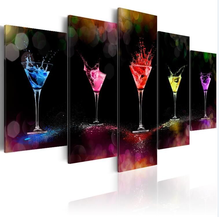 5 Panels Hot Canvas Print Martini Landscape Poster Modern Home Wall Decor Painting Printing Art Hd