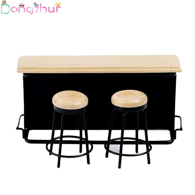 1 12 Doll House Bar Counter Bench Set Dollhouse Furniture 1 12 Doll House Bar Counter Bench Set Dollhouse Furniture Accessories Stool Cabin Miniature Child Toys Sets From