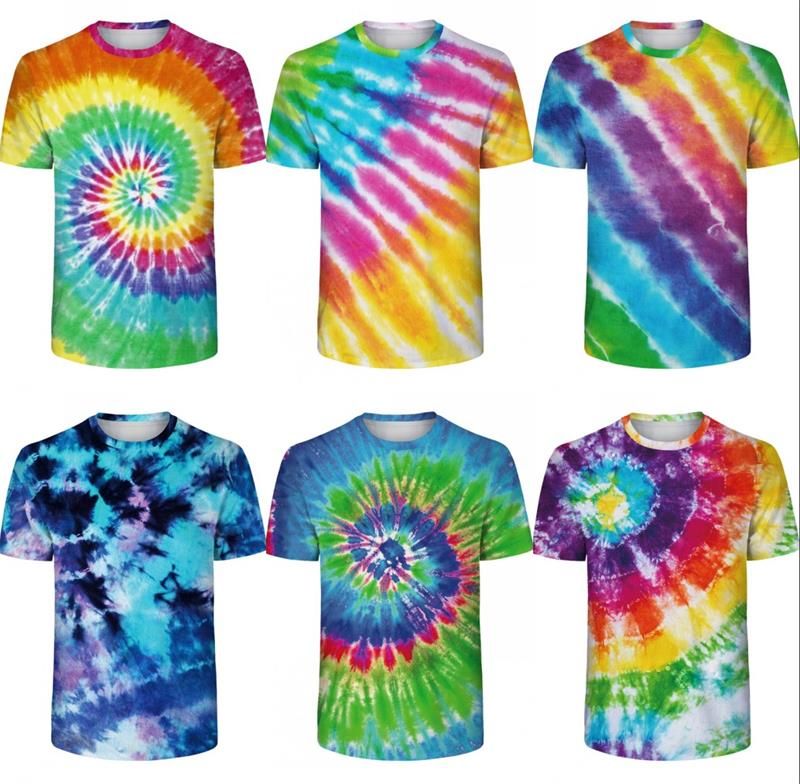 New Summer Tees Tie Dyed Shirts For Mens Clothes Workout Fitness Tops ...