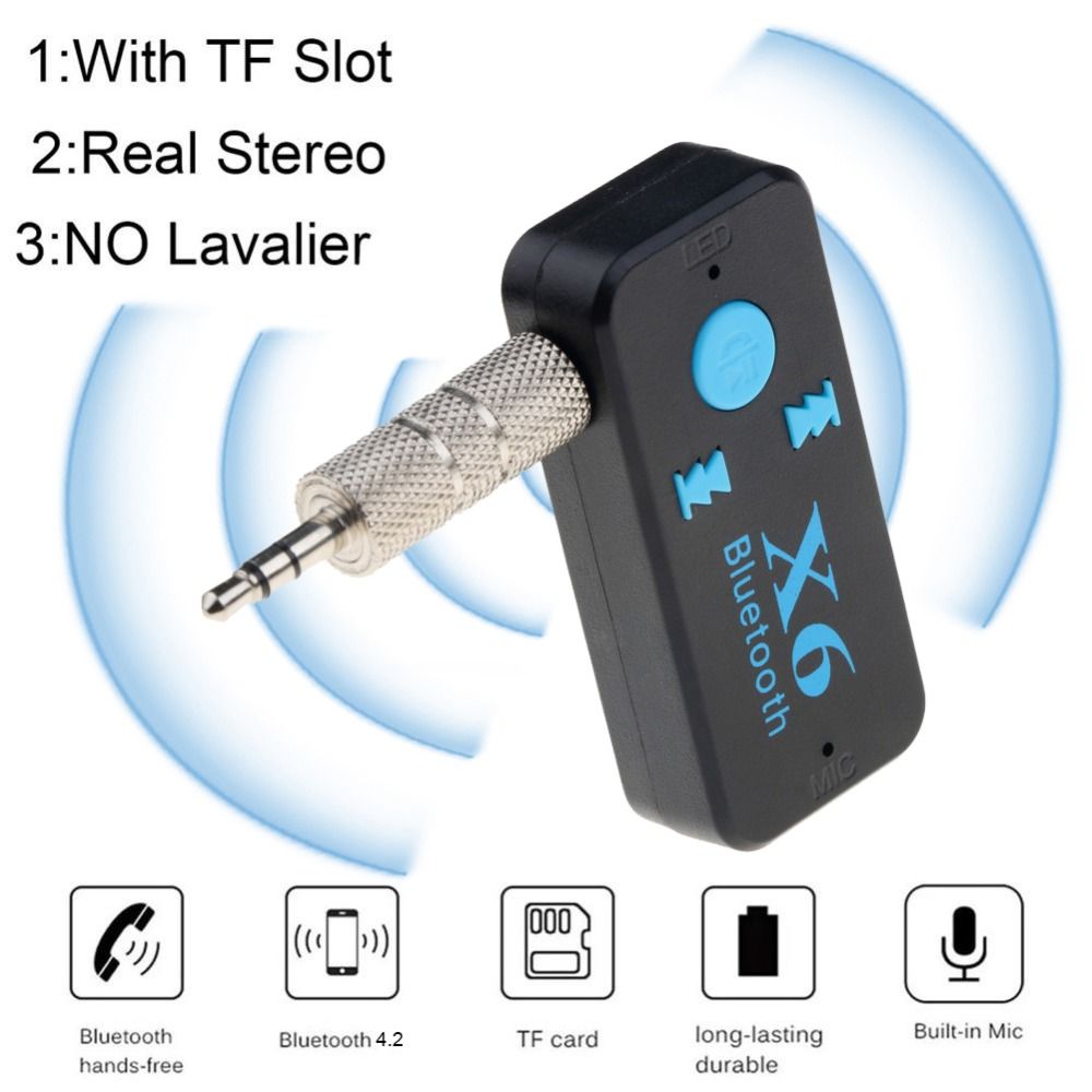 3.5mm Audio Jack X6 Bluetooth Adapter Wireless Handsfree USB Car Kit