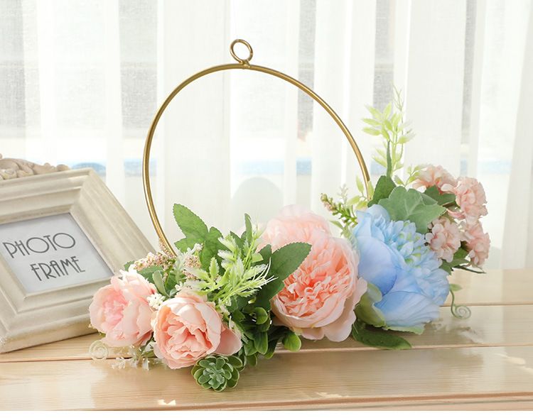 Spring Silk Artificial Circle Flowers Bridal Bouquets Home Decoration Peony Wedding Supplier