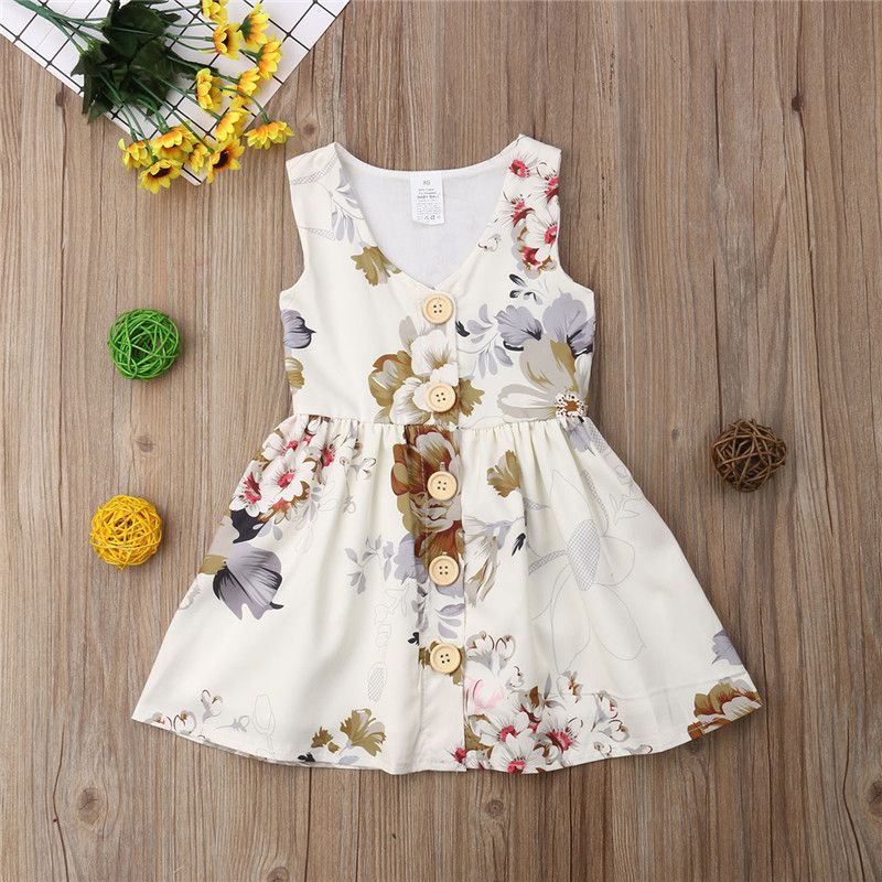 Summer Baby Kids Girls Flower Sleeveless Princess Dress Party Skirts Clothes