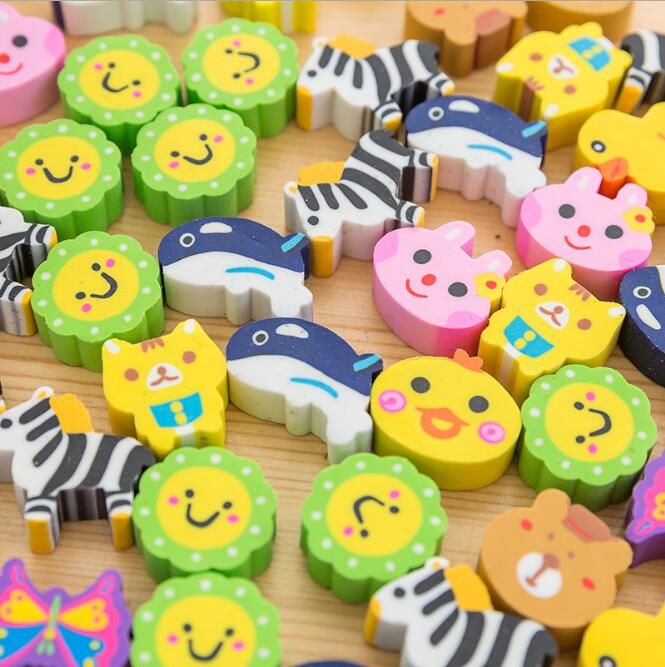 2021 Cartoon Animals Erasers Multi Creative Fruits Rubber Students