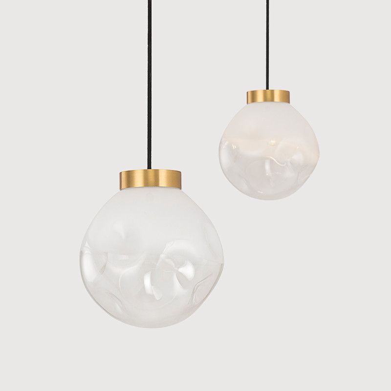 Modern Glass Small Pendant Light Simple Rustic White Round Study Bathroom Bedroom Cafe Decor Hang Lamp