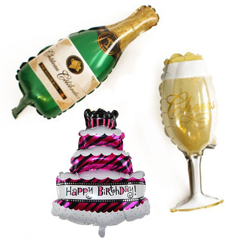 2019 Appy Birthday Foil Balloons Big Cake Champagne Cup Beer Bottle