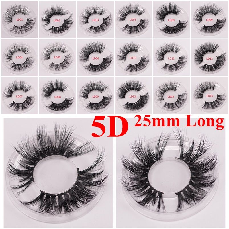 best selling Long Dramatic Mink Lashes 3D Mink Eyelash 5D 25mm Long Thick Mink Lashes Handmade False Eyelash Eye Makeup Maquiagem LD Series 15 Styles