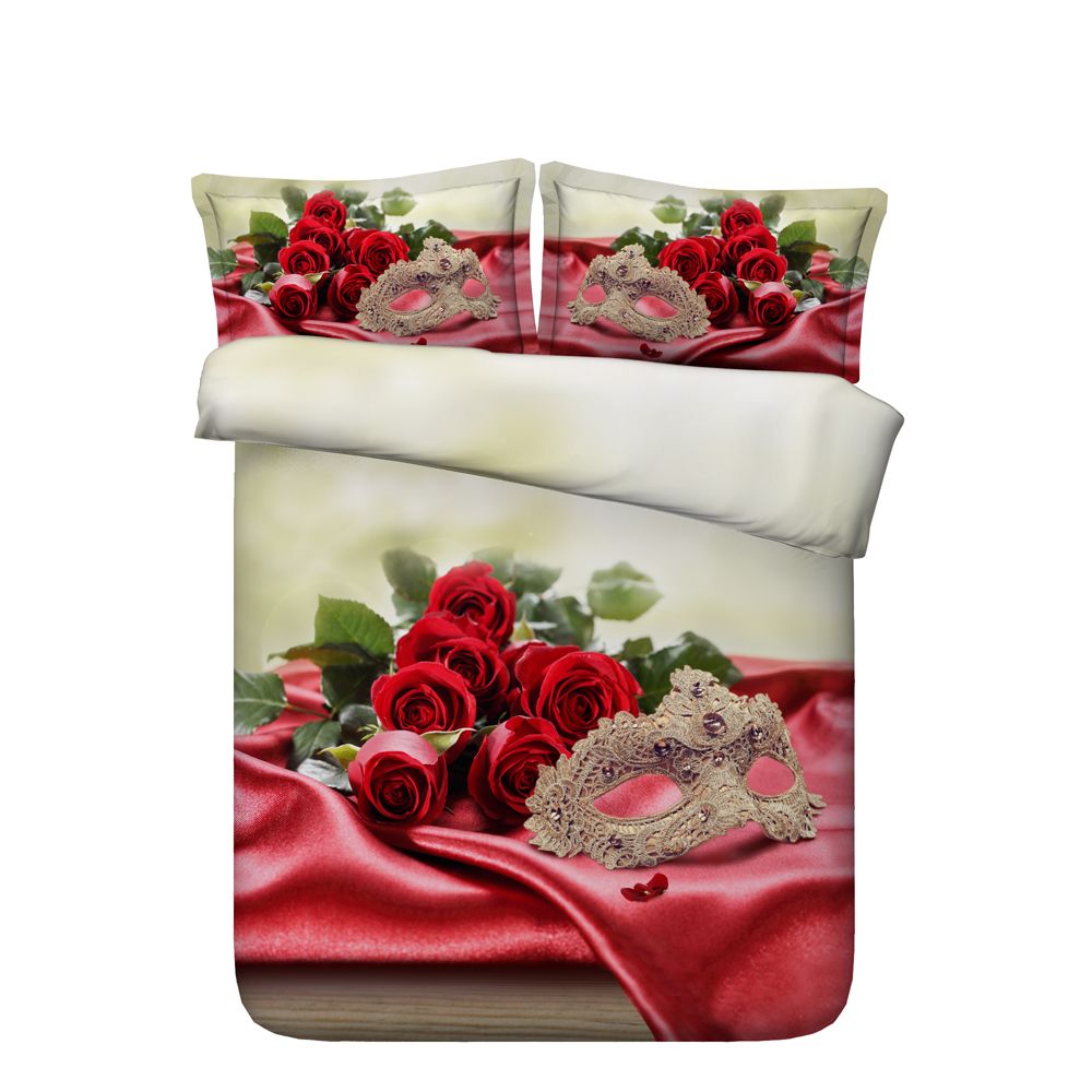 Girls Rose Flowers Duvet Cover Set Fl Bedspread Bed Coverlets Bedding Sets Romantic Wedding Love Gift 3pcs Quilt Heart