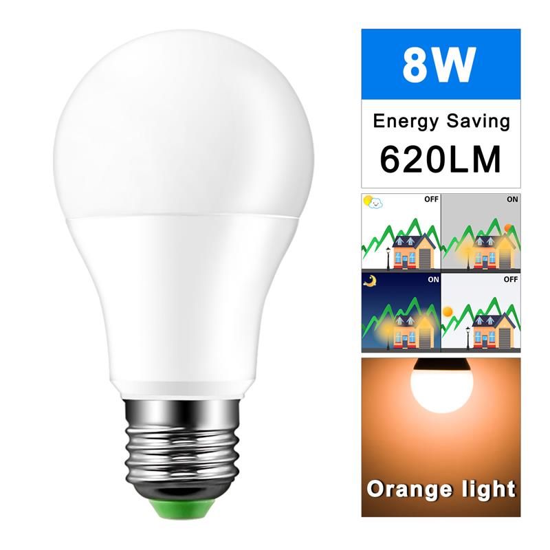 220v E8w 8led Night Light E27 Ball Bulb Auto Sensor Dusk On Dawn Off Outdoor Use For Garden Courtyard Wall