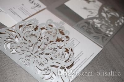 White Flower Bridal Invitation Card Cheap Unique Laser Cut Wedding