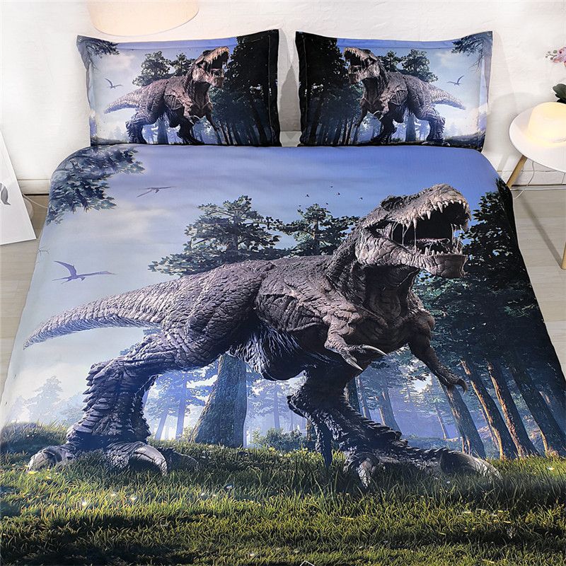3d Dinosaur Bedding Set Queen Size Cartoon Duvet Cover With Pillowcase King Boy Bedline Best Gift