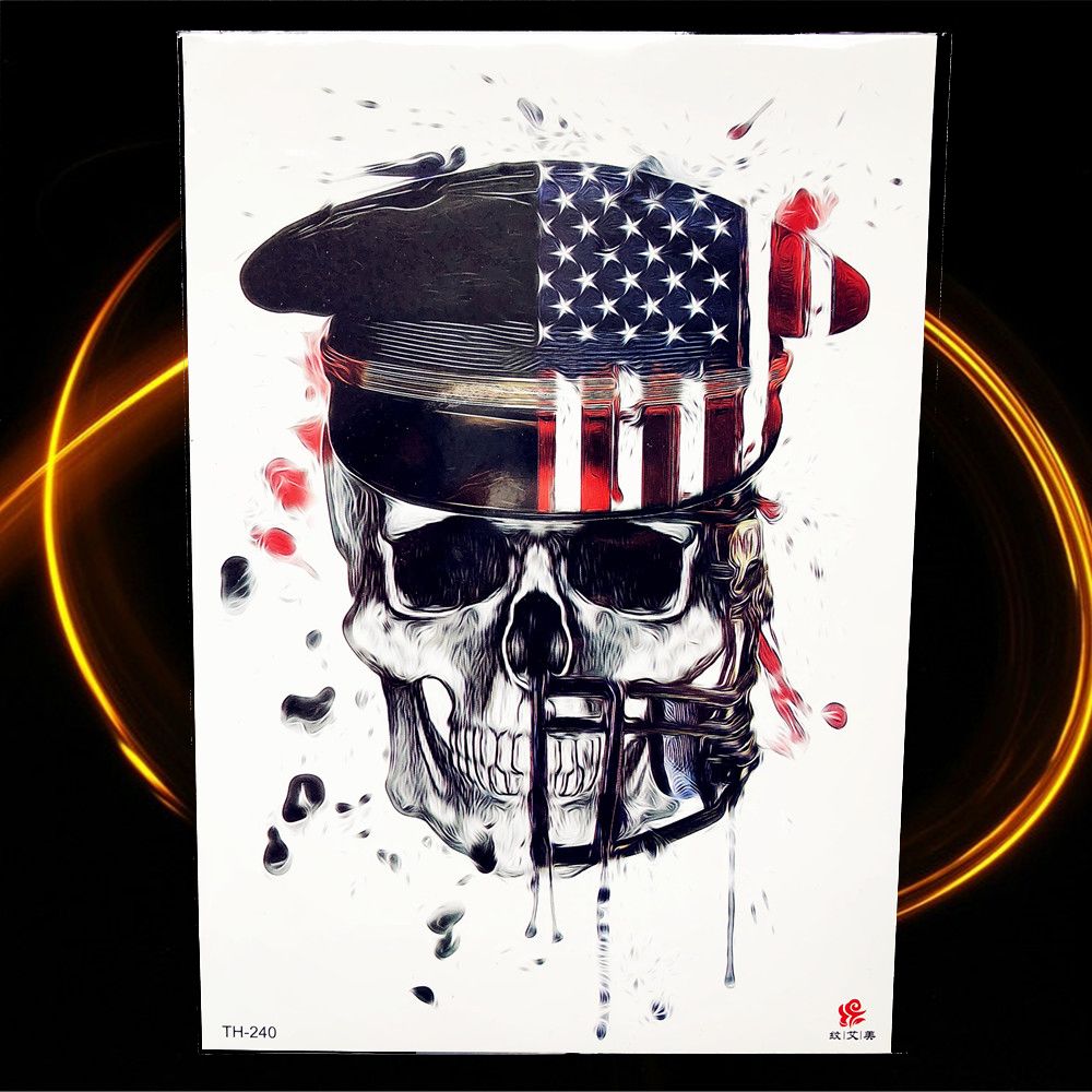 Acheter 3d Usa Drapeau Ancre De Tatouage Autocollant Pirate Rock Roll Punk Détesté Os Femmes Partie Parti Tatouage Temporaire Hommes Body Art Sexy