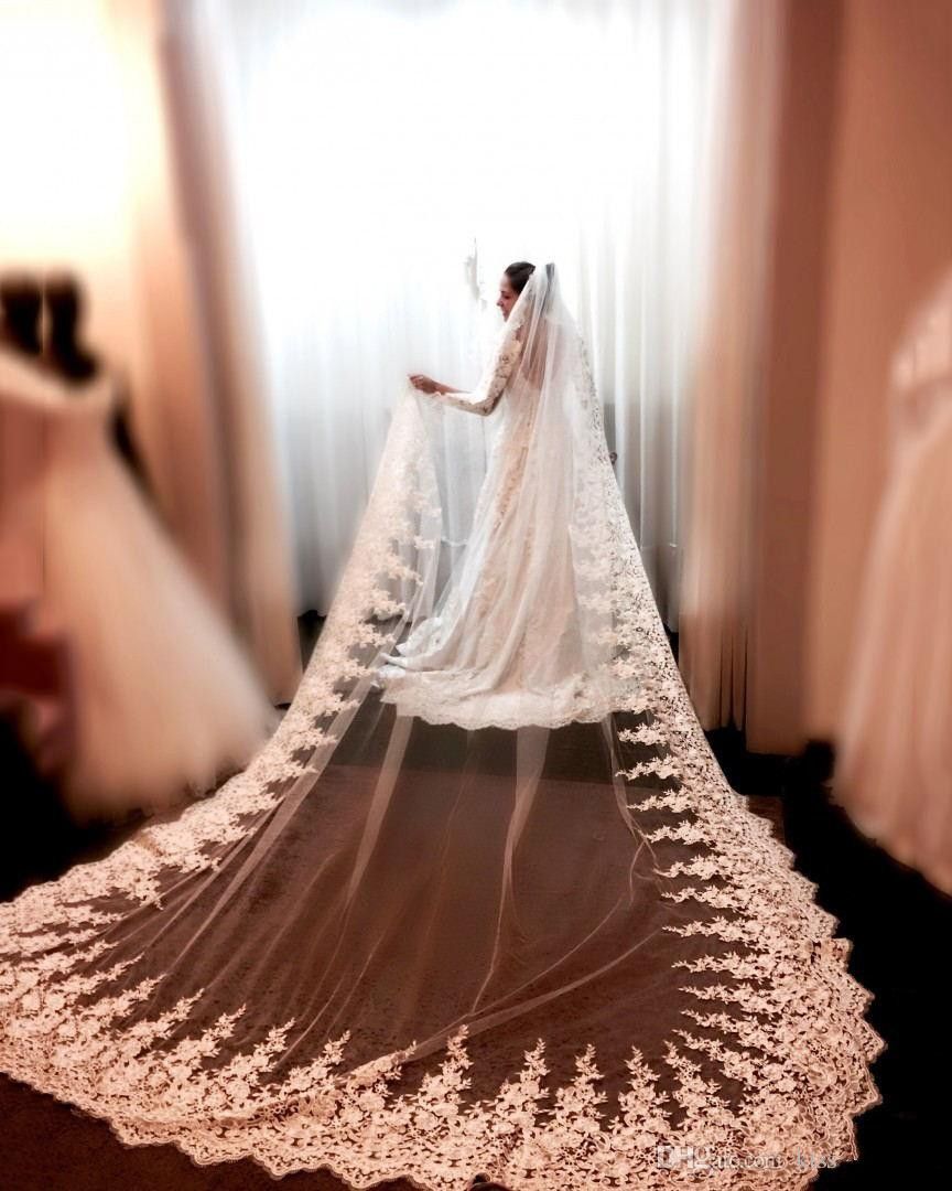 1T White//Ivory Lace Bridal Veils 3M Cathedral Long Veil Wedding Veil With Comb