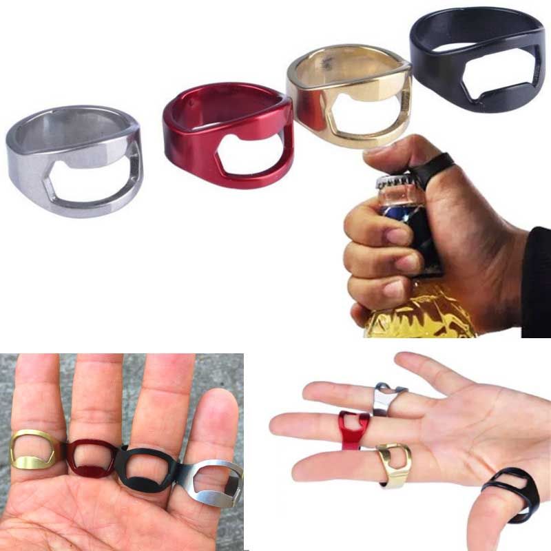 12 pc NEW Stainless Steel Finger Ring Bottle Opener Bar Beer tool Colors Silver