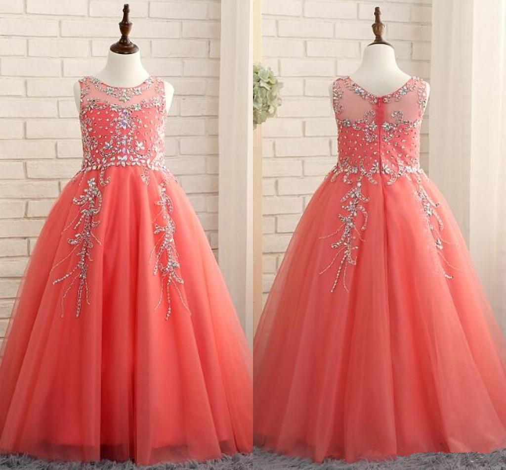 New Flower Girls Coral Princess Dress Pageant Wedding Birthday Graduation Party