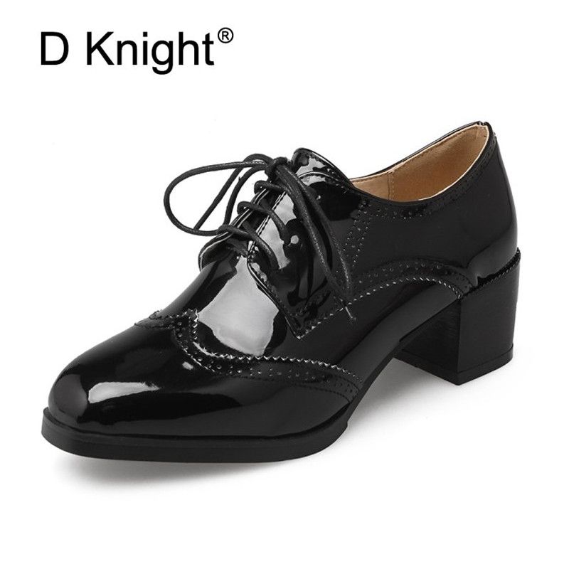 Tamaño grande 32 47 Negro Blanco Tacones altos Mujer Zapatos Oxford Primavera Verano Oficina Dama Tacones gruesos Brogue Bombas con cordones maduras Tamaño grande 32 47 Negro Blanco Tacones altos Mujer Zapatos Oxford Primavera Verano Oficina Dama Tacones gruesos Brogue Bombas con cordones maduras