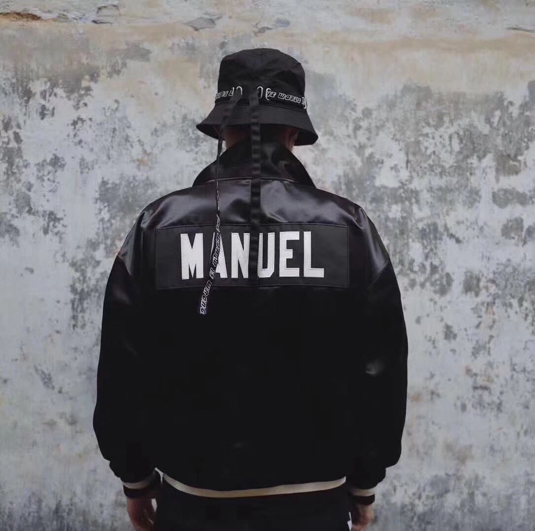 Fear Of God FIFTH MANUEL FOG Black Blue Satin Jacket Men Women Fashion Coats Baseball Jacket Hip 