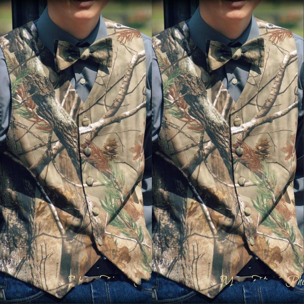Camo Groom Vests Wedding Vests Realtree Spring Camouflage Slim Fit Mens