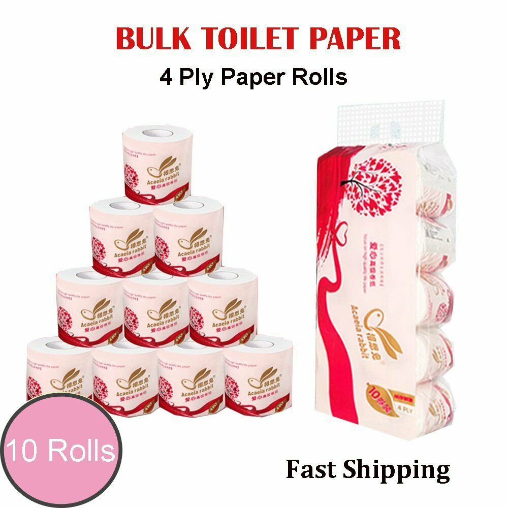 2021 10 RollsToilet Paper Bulk Rolls Bath Tissue Bathroom White Soft 4