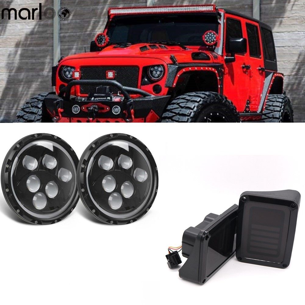 Jeep Jk Headlights >> For 2007 2018 Jeep Jk Wrangler 7 120w Led Headlight White Full Halodrl Rear Brake Led Tail Light Taillights Assembly Jeep Jk Headlights >> For 2007 2018 Jeep Jk Wrangler 7 120w Led Headlight White Full Halodrl Rear Brake Led Tail Light Taillights Assembly