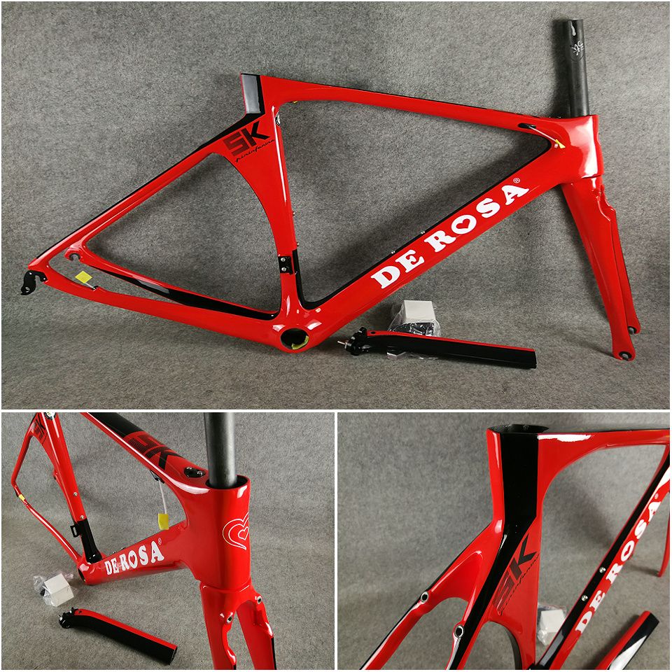 T1000 Ud Glossy Red Painting De Rosa Sk Carbon Road Bike Frames With 48 50 52 54 56cm For Selection Free