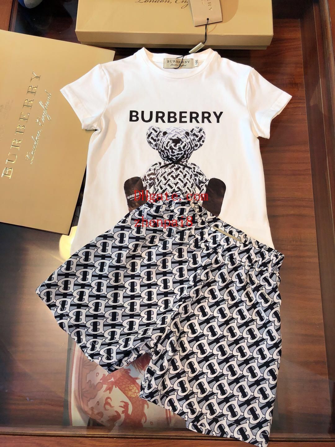 Brand Kids Clothes Boys Girls New Kids Casual Suit Cotton Warm Sleeve Bear Pattern Chiffon Letter Shorts Summer Men And Women Baby Essential - 