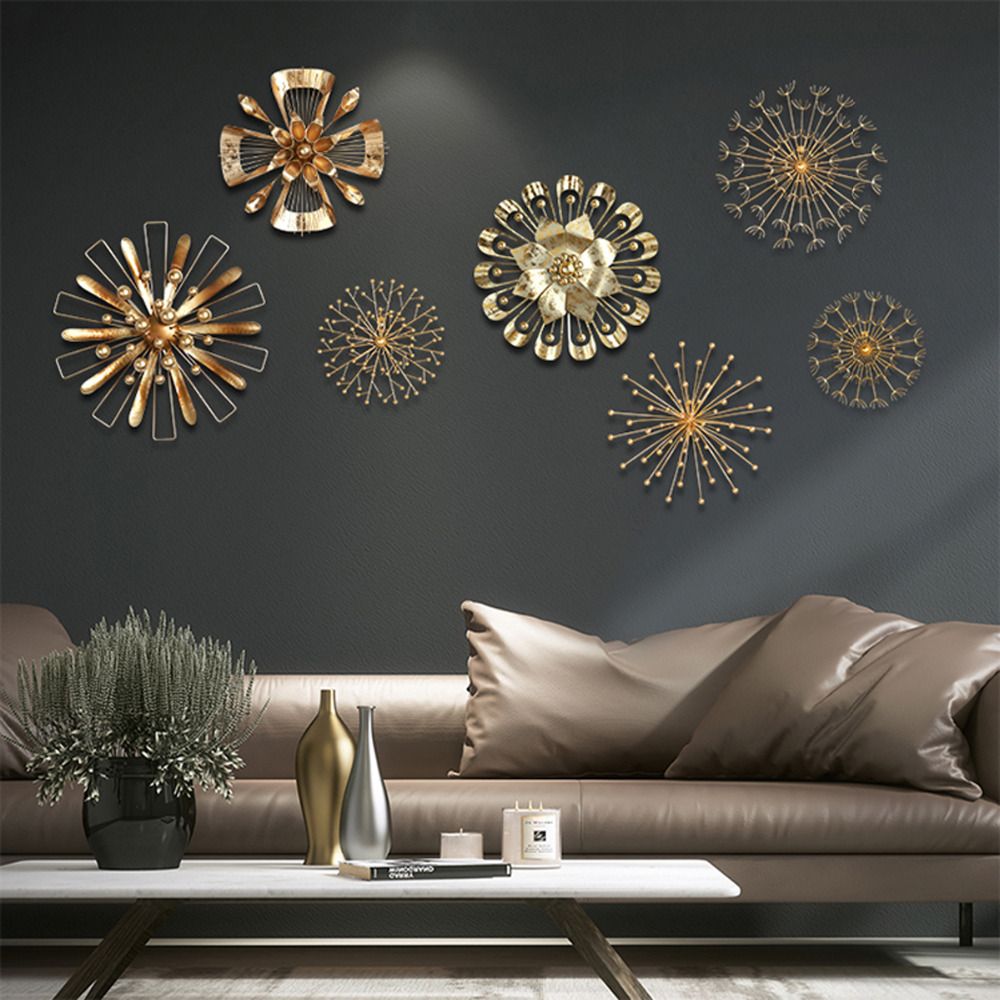 Modern Blossom Abstract Metal Wall Art Home Decor Iron Gold Sticker Decorative