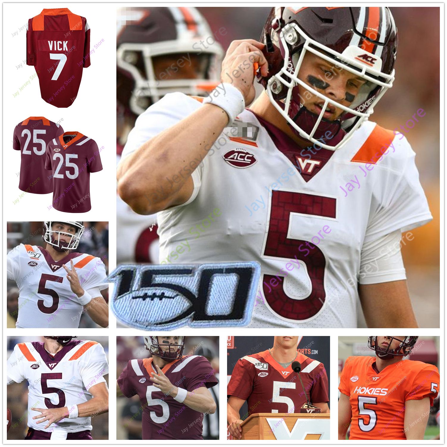 2020 Virginia Tech Football Jersey College Damon Hazelton Hendon Hooker