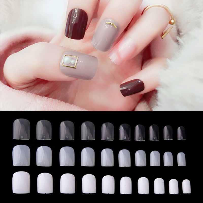 600pcs Fake Nails Short Square Head Faux Ongles Nail Art Tips French Style Full Cover Artificial Acrylic False Nails Manicure