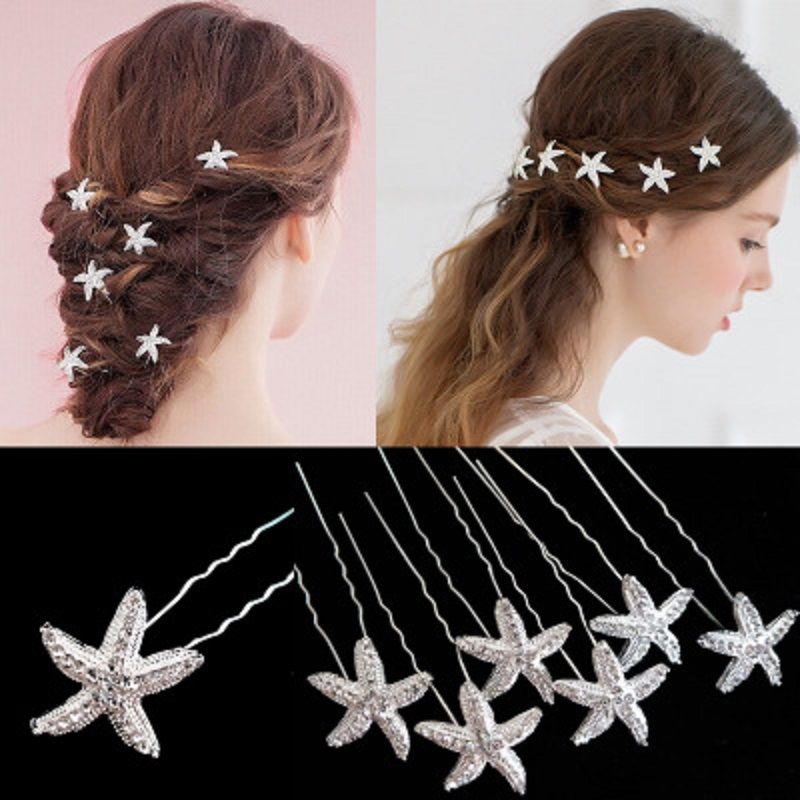 Starfish Hairpins U Clip Silver Plated Bridal Hair Clip Wedding Hair