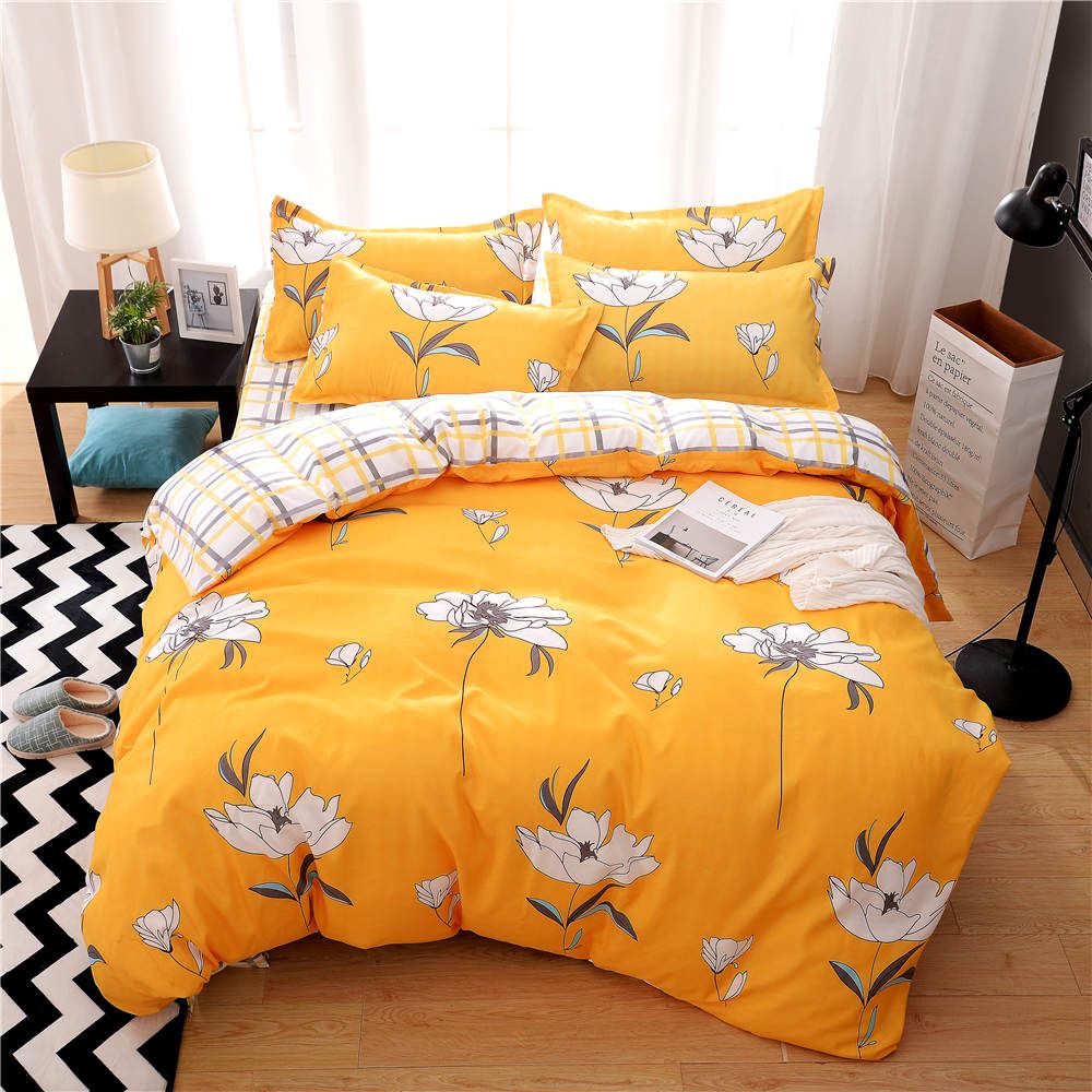  Light  Yellow  Comforter  Bedding Sets Quilt Cover Twin Full 