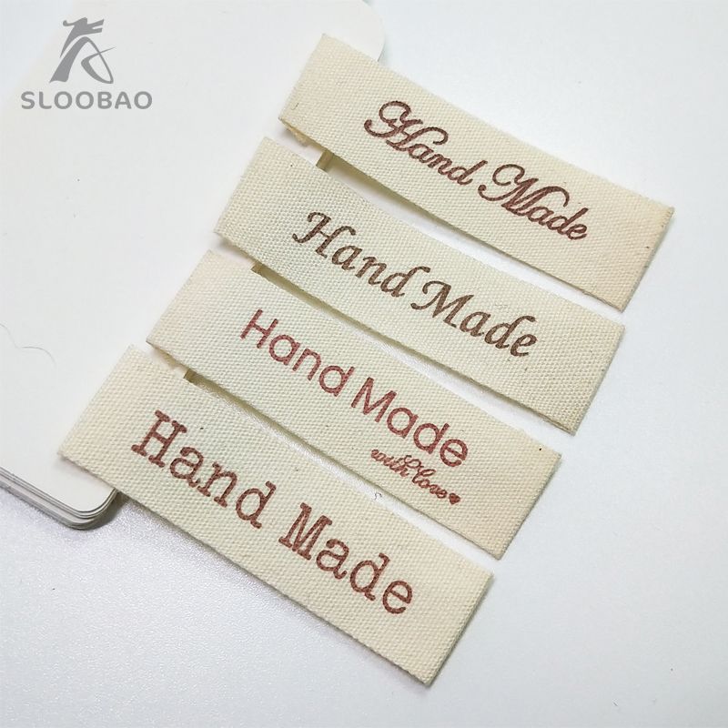 Free Stock Cotton Clothing Diy Manual Labels Brand Hand Made Printed Tags Label Fabric For Clothes