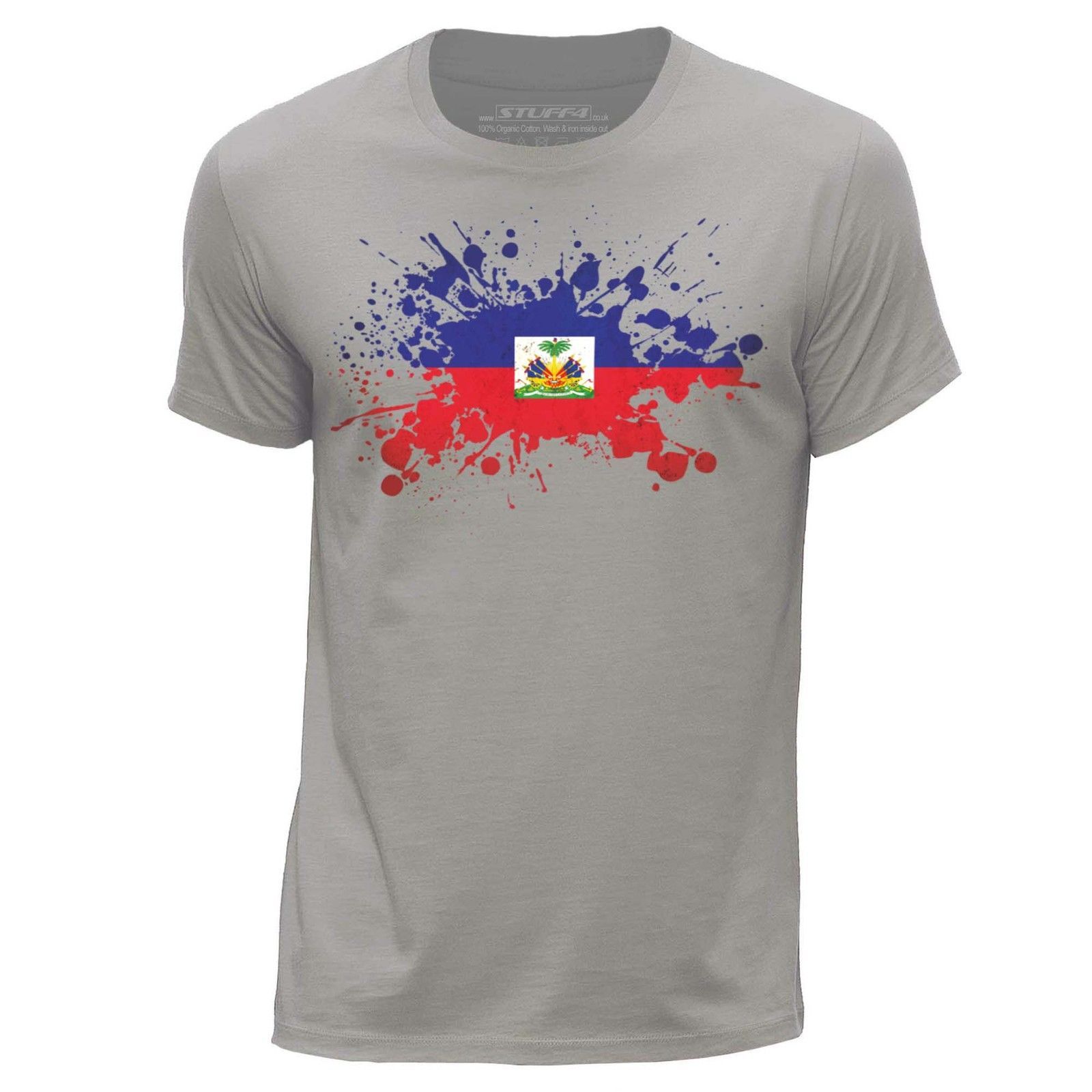 STUFF4 Men/'s Sky Blue Round Neck T-Shirt//USA American Flag//SZ