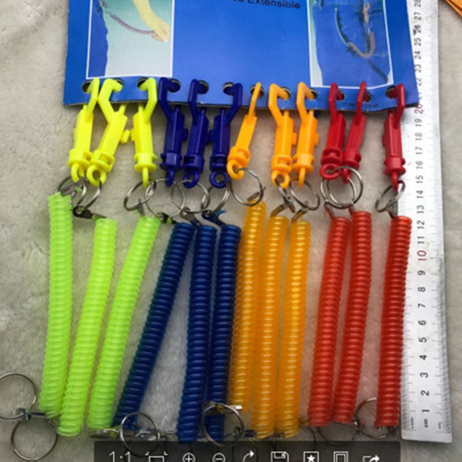 Plastic Spring Elastic Rope Keychain Security Airsoft Outdoor Anti Lost