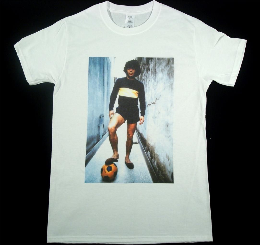 Diego Maradona White T Shirt Size SMALL XXXL Football Soccer Panini Boca Juniors Funny Unisex 