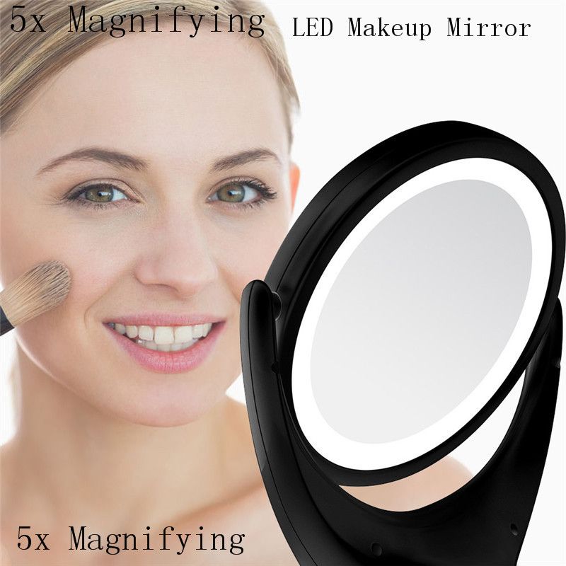 2019 Led Touch Screen Makeup Mirror 5x Magnifying Light Table Desktop Mirrors Vanity Adjustable Drdpship