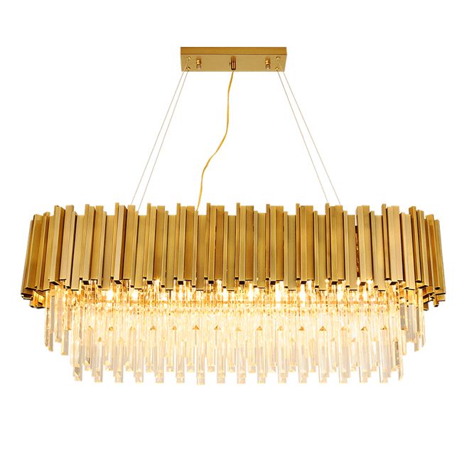 New Modern Rectangle Crystal Chandelier Lighting Luxury Gold Pendant