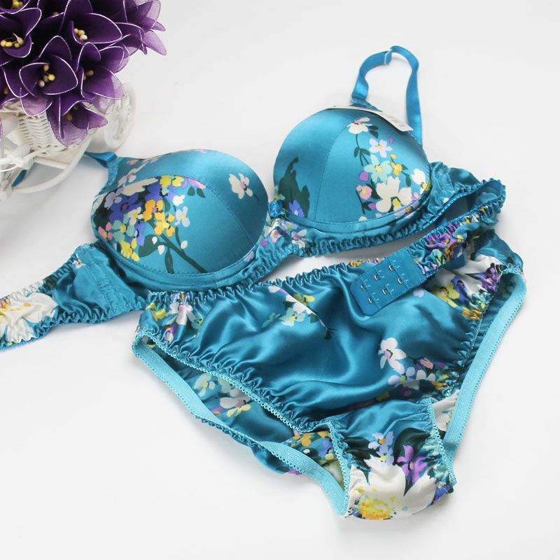 2020 New Design Printed Bra Sets 100 Silk Underwear Bra Panty Set Silk Protein From Ppkk 30