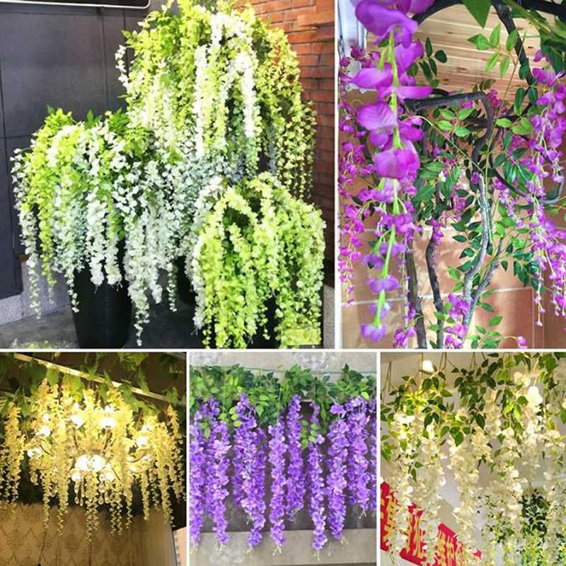 2020 Party Wedding Artificial Plastic Wisteria Flower Vines Hanging