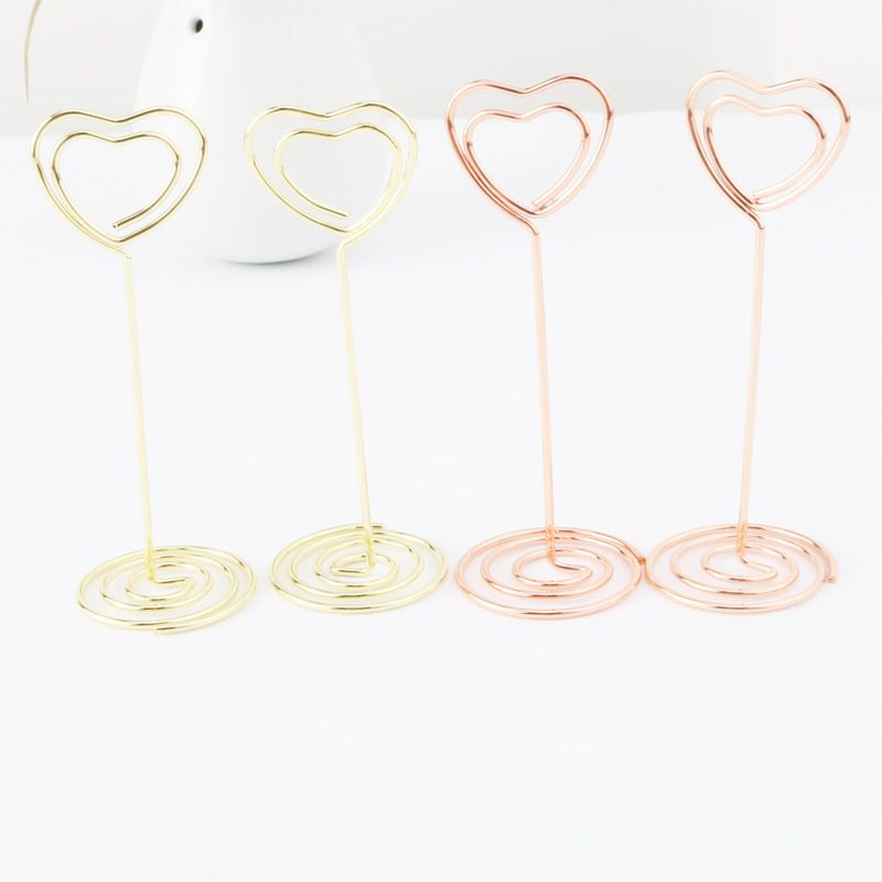 Gold Rose Gold Heart Shape Photo Holder Stands Table Number Holders