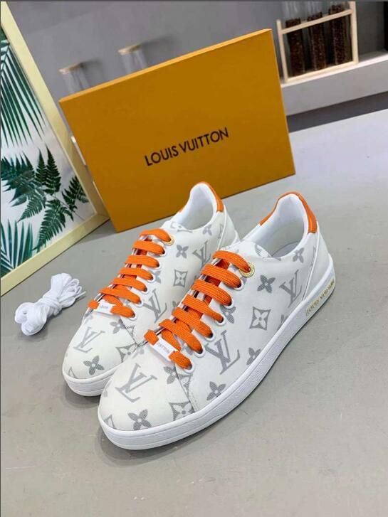 2020 New Women LV Sneakers Fashion Leather Printing Breathable Leather Platform White Women ...