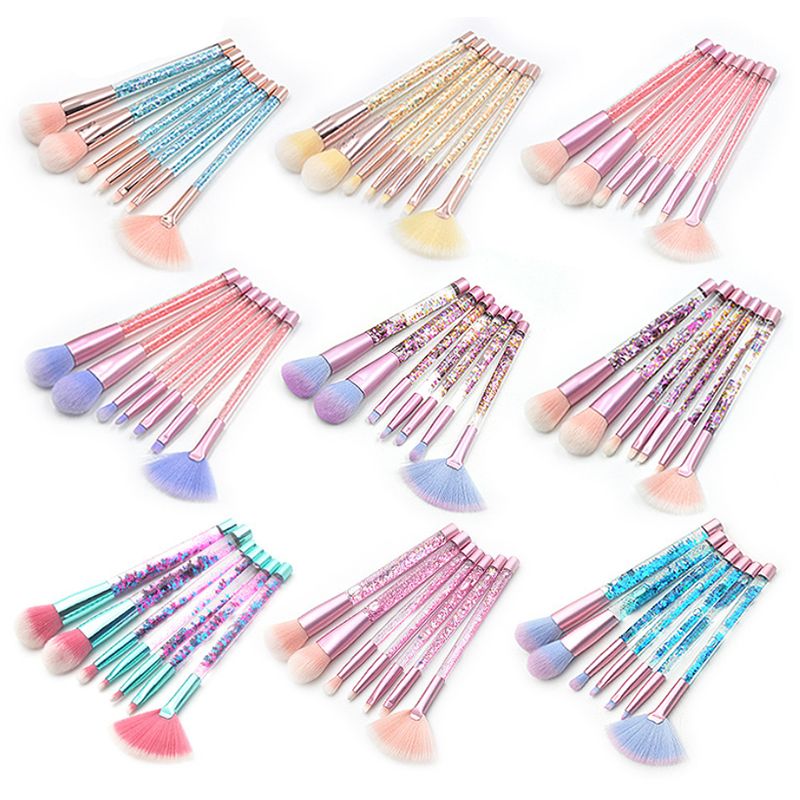 Glitter Crystal Makeup Brushes Set With Bag Foundation Powder Lip Makeup Concealer Blush Eyebrow