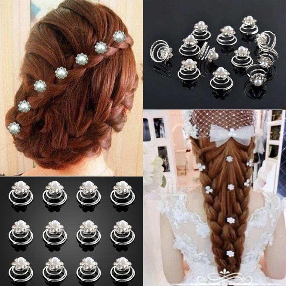 Usa 10 Pcs Lot Wedding Bridal Crystal Faux Pearl Flower Hair Twist
