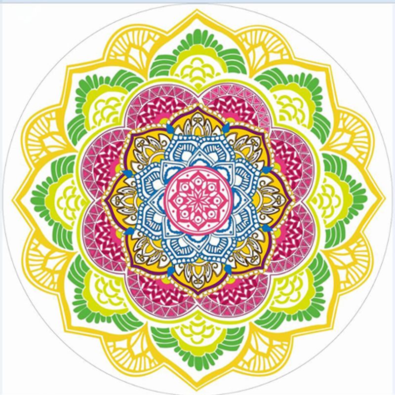 Serviette De Plage Imprimé Châle Boule Polygonale Pourpre Impression De Sable Lotus Coloré Rond Super Grande Absorption D Eau 24