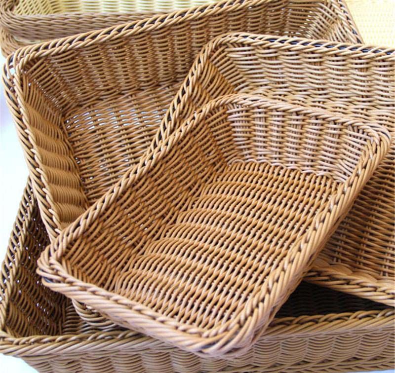 Compre Hnadmade PP Imitación Pan De Ratán Cesta De Fruta Canasta De