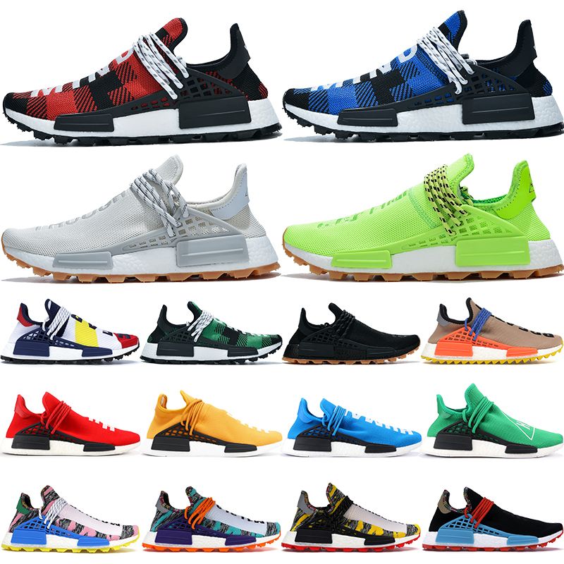 BBC Blue Red Plaid NMD Human Race Mens Running Shoes Know Soul Pharrell Williams Hu Solar Pack 