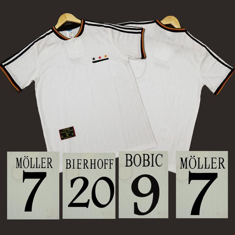2021 Germany Retro Soccer Jersey 96 Home White BOBIC KUNTZ BIERHOFF BODE SCHOLL 1996 Classic 