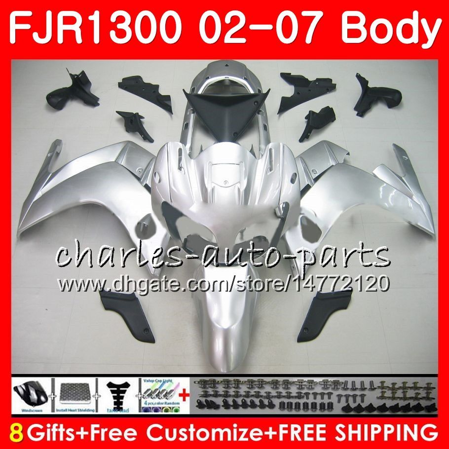 Body For YAMAHA FJR 1300 FJR1300 Glossy Silver 01 02 03 04 05 06 07